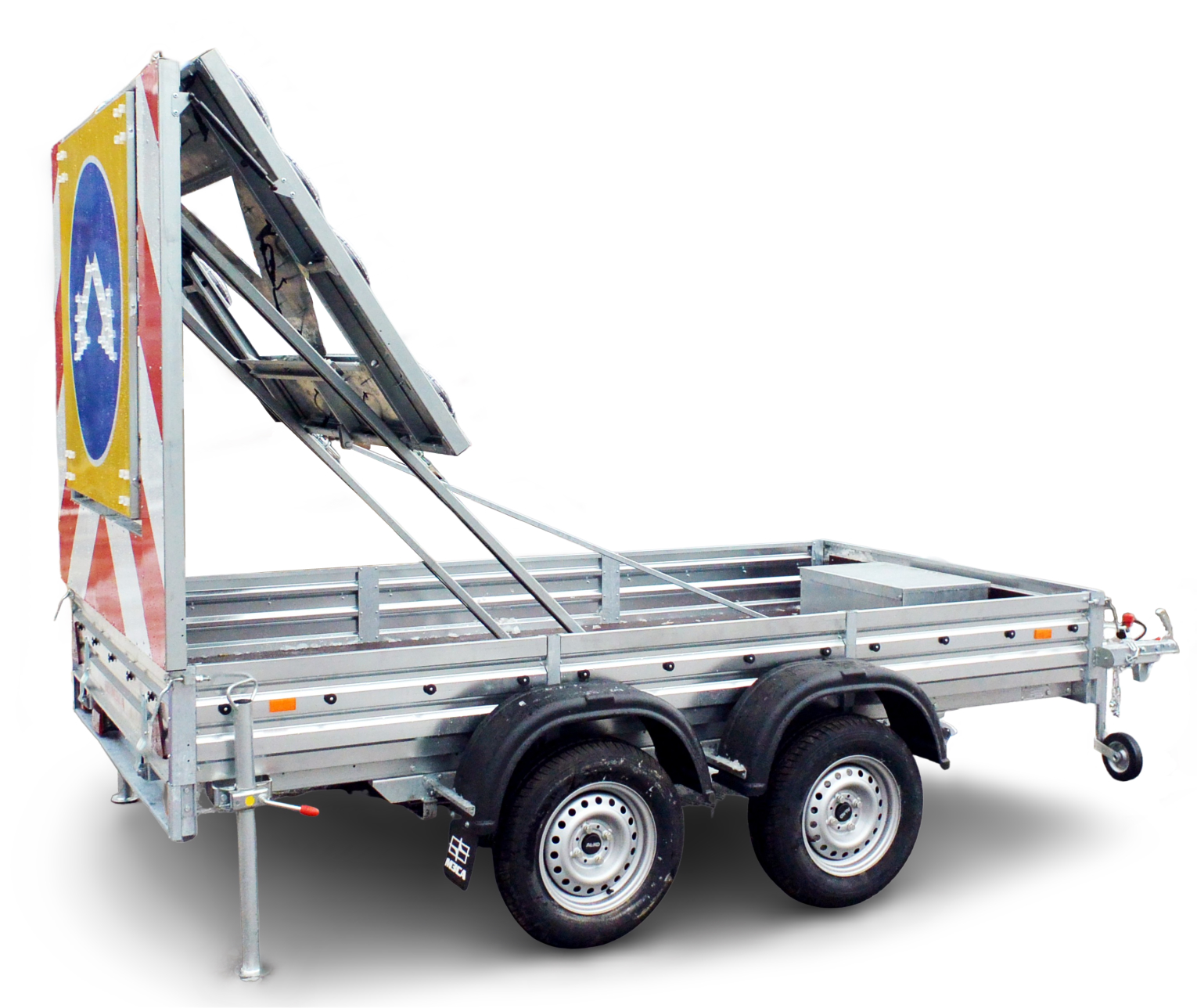 Сигнальный прицеп прикрытия двухосный 1 знак